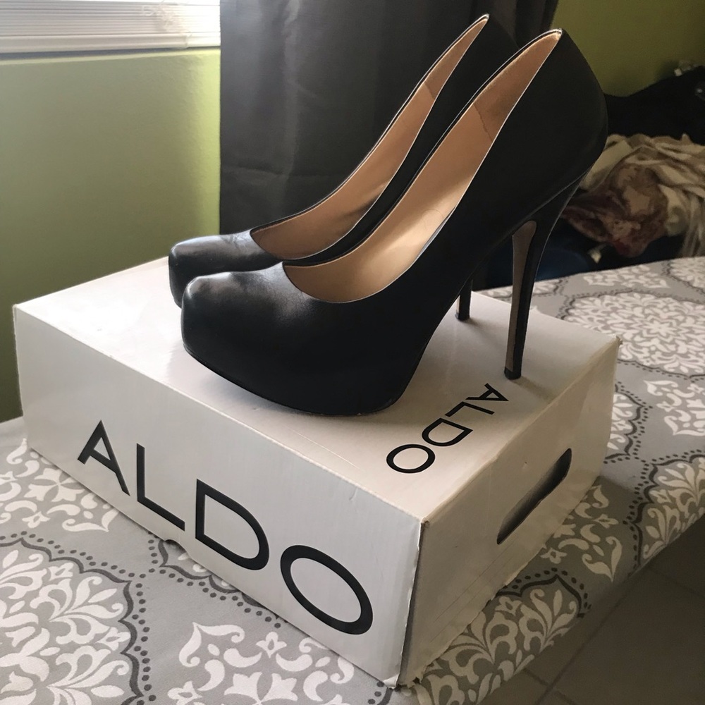 Aldo black heels pump size 38 USA 8 - Picture 2 of 8
